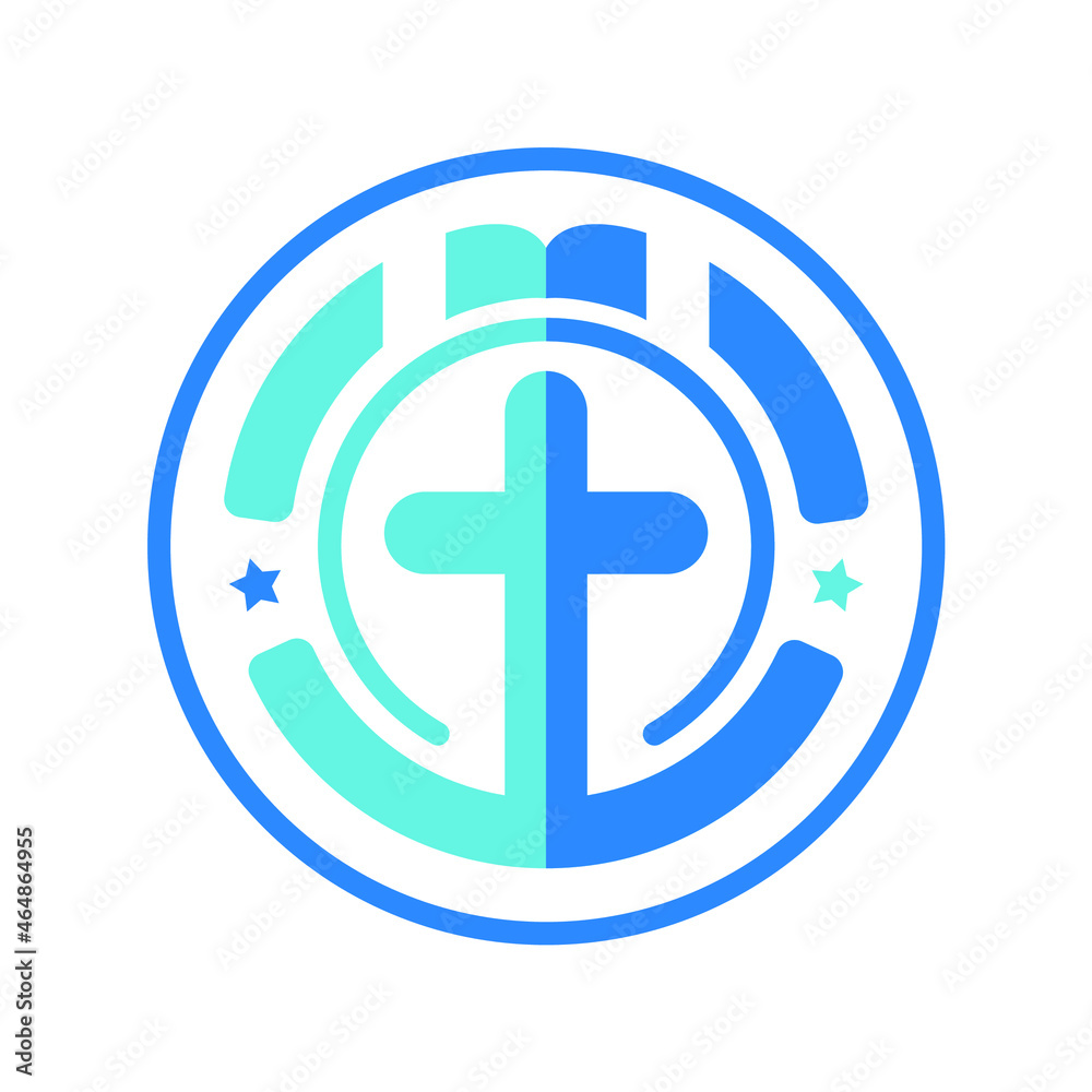 Modern, Minimalist, Flat Round Shaped Church Education Icon Logo Brand Identity Vector Template. Modern, Minimalist, Flat Round Shaped Church Education Icon Logo Brand Identity Vector Template.