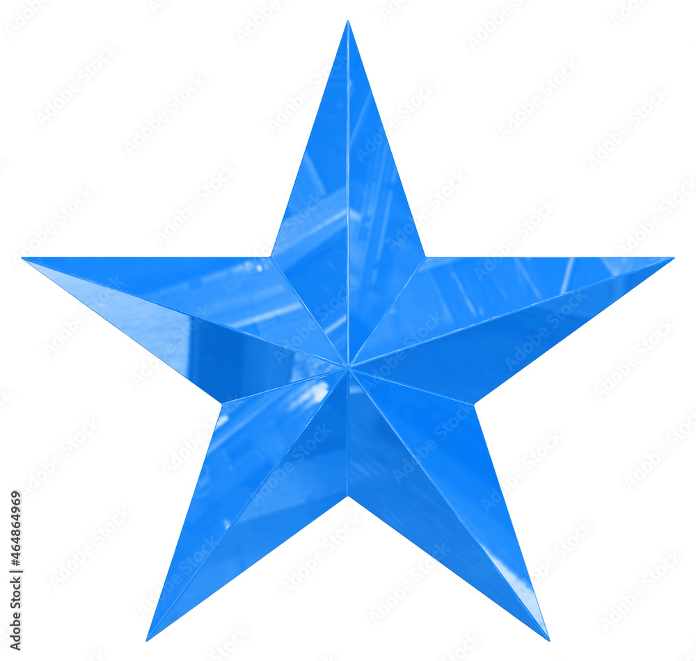 5 point star - Christmas Star - blue single isolated on white - 3d rendering 5 point star - Christmas Star - blue single isolated on white - 3d rendering