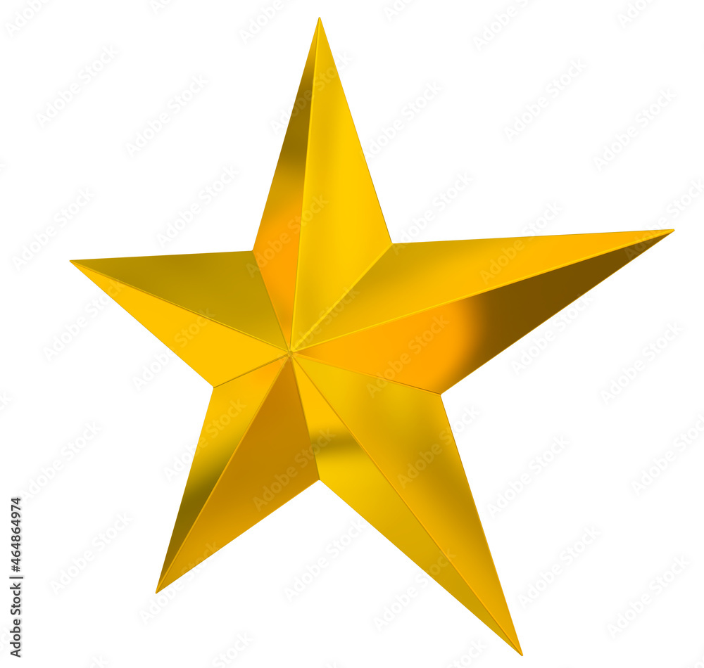 5 point star - Christmas Star - golden single isolated on white - 3d rendering 5 point star - Christmas Star - golden single isolated on white - 3d rendering