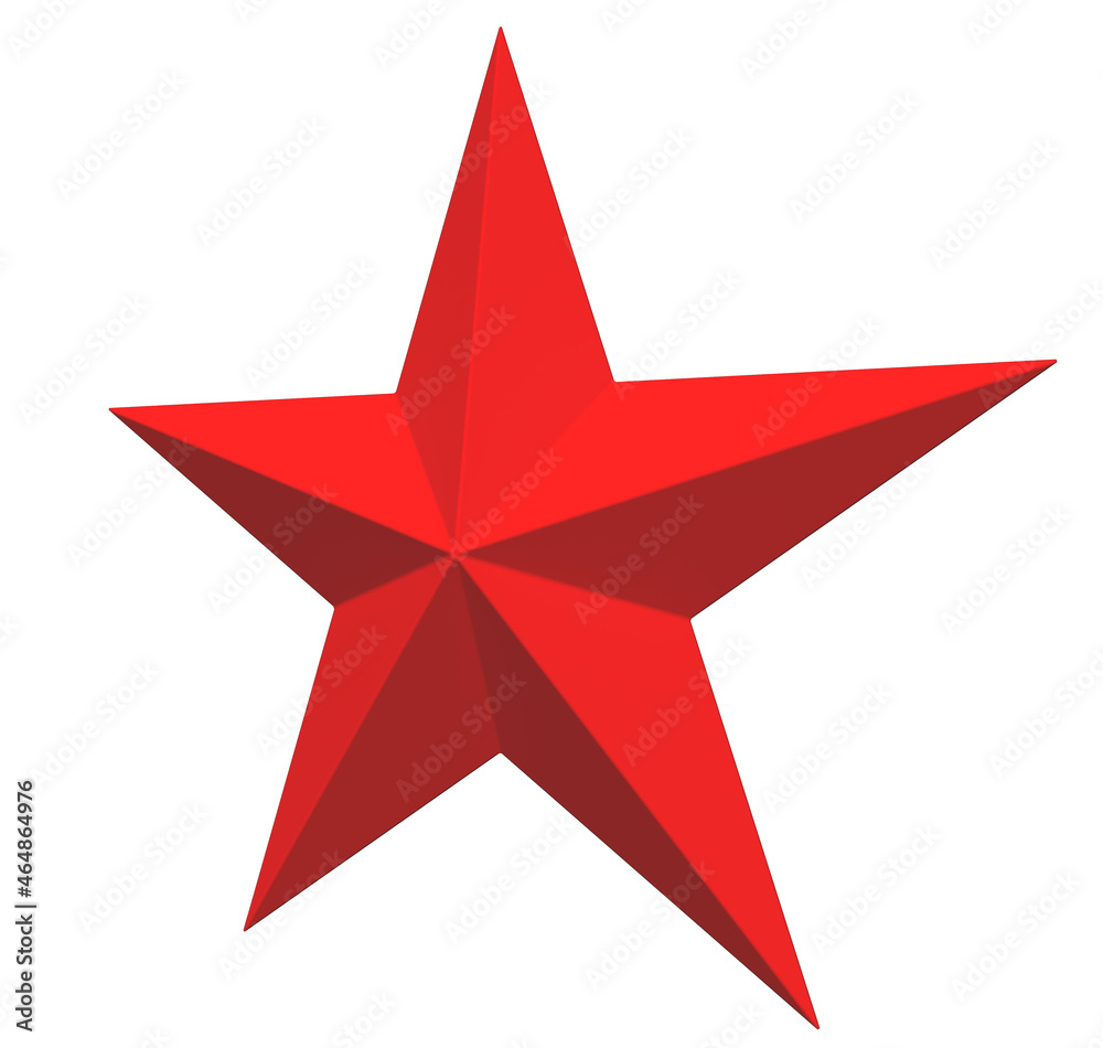 5 point star - Christmas Star - red single isolated on white - 3d rendering 5 point star - Christmas Star - red single isolated on white - 3d rendering