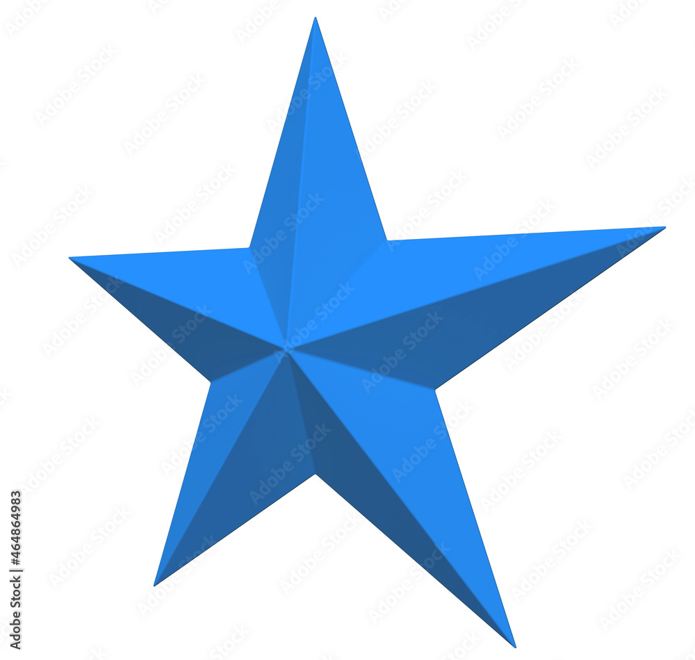 5 point star - Christmas Star - blue single isolated on white - 3d rendering 5 point star - Christmas Star - blue single isolated on white - 3d rendering