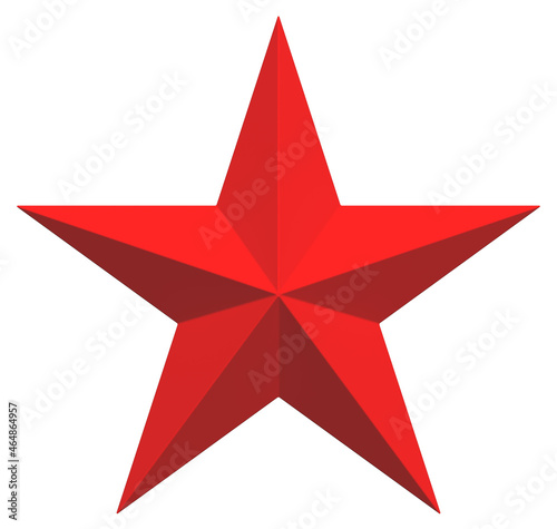 5 point star - Christmas Star - red single isolated on white - 3d rendering