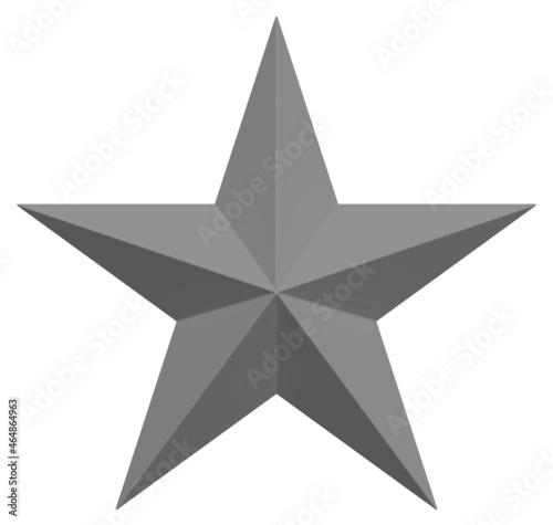 5 point star - Christmas Star - gray single isolated on white - 3d rendering