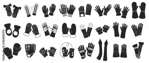 Glove isolated black set icon. Vector illustration gauntlet on white background. Vector black set icon glove .
