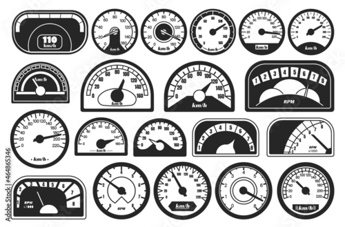 Speedometer vector black set icon. Vector illustration speed of car on white background . Black set icon speedometer.