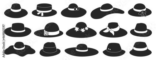 Summer hats isolated black set icon. Vector illustration sun cap on white background. Vector black set icon summer hats .