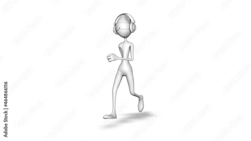 3d Character Man White Runing Loop on White Background 3d Character Man White Runing Loop on White Background