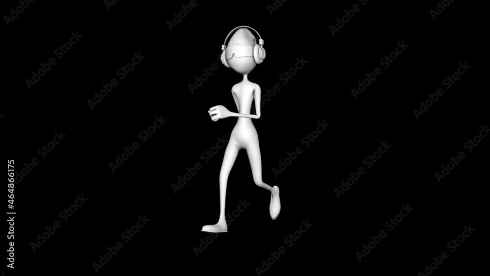 3d Character Man White Runing Loop on Alpha Channel 3d Character Man White Runing Loop on Alpha Channel