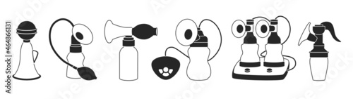 Breast pump vector black set icon. Vector illustration equipment for breastfeeding on white background. Black set icon breast pump.