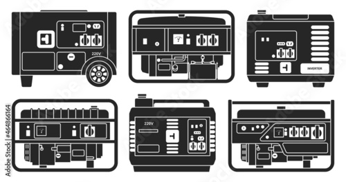 Electric generator vector black set icon. Vector illustration petrol generator on white background. Black set icon alternator.
