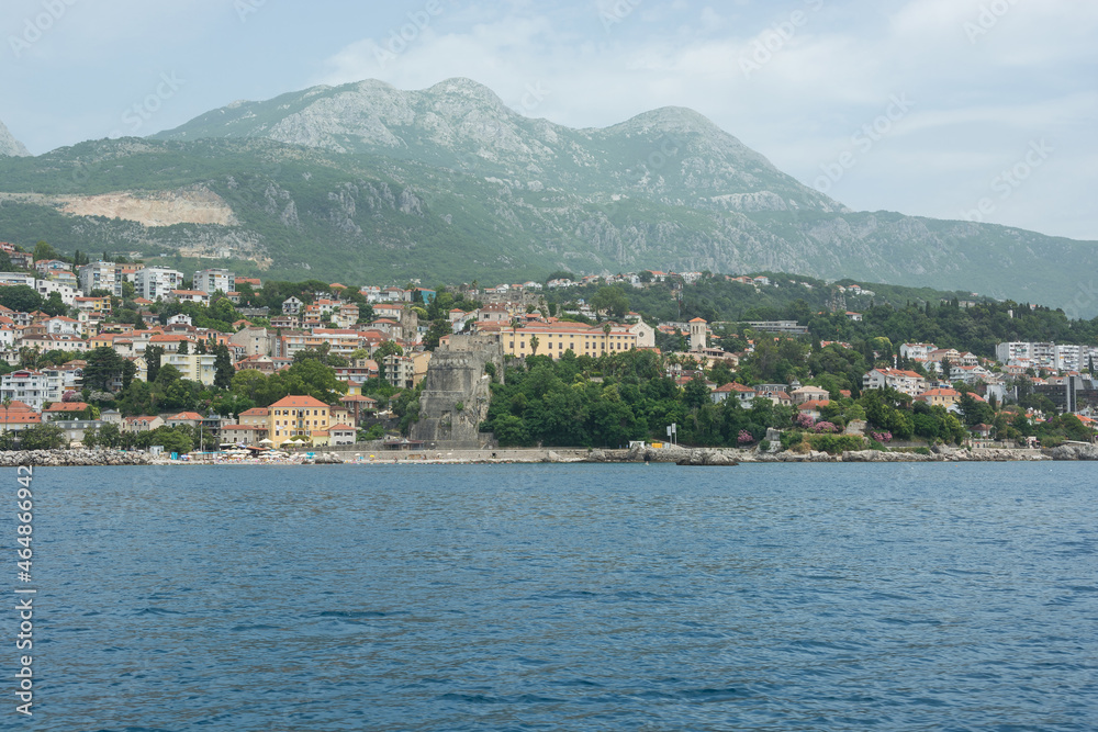 View from the sea to the city Herceg Novi in Montenegro View from the sea to the city Herceg Novi in Montenegro