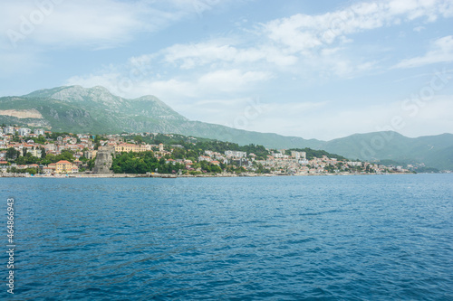 View from the sea to the city Herceg Novi in Montenegro
