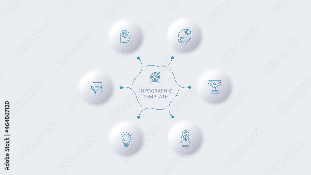 Neumorphic flow chart infographic. Creative concept for infographic ...