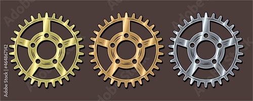 Gears on dark brown surface in retro style