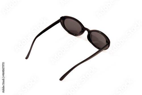 black fashion sunglasses with uv protection isolated on white background - Image