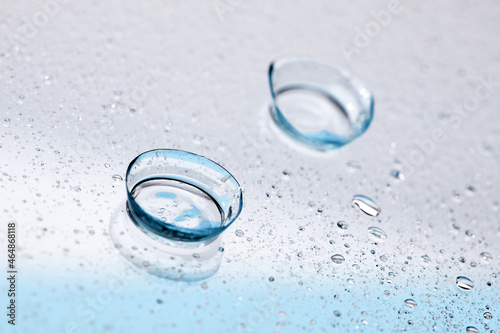 contact lenses with droplets around close up view - Image