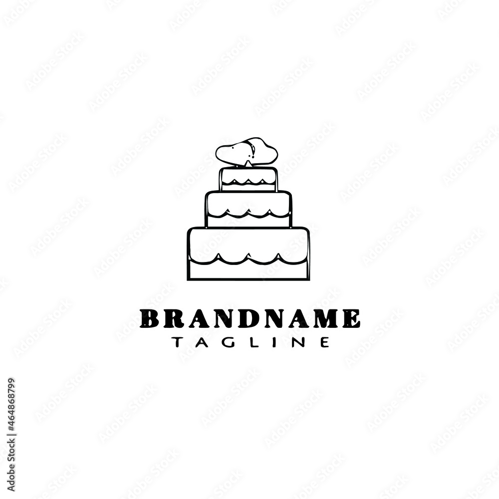 birthday cake logo design template icon black isolated vector birthday cake logo design template icon black isolated vector