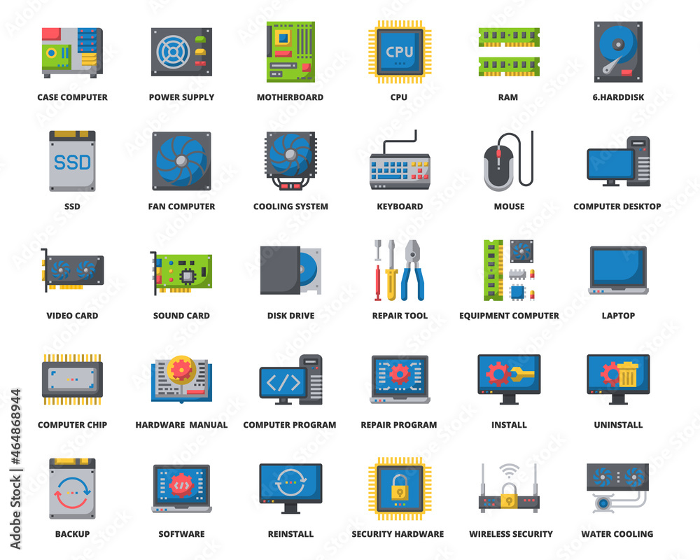 Computer Hardware Icons Flat Color , Pixel Perfect Design Simple Set For Using In Website Graphics Report Logo Infographics, Best Quality Outline Symbol Collection Icon Vector Illustration Computer Hardware Icons Flat Color , Pixel Perfect Design Simple Set For Using In Website Graphics Report Logo Infographics, Best Quality Outline Symbol Collection Icon Vector Illustration