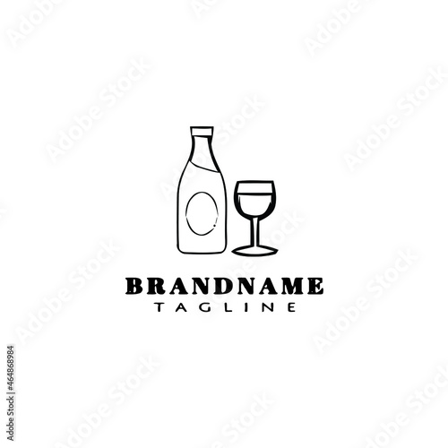 bottle and glasses logo design template icon vector illustration