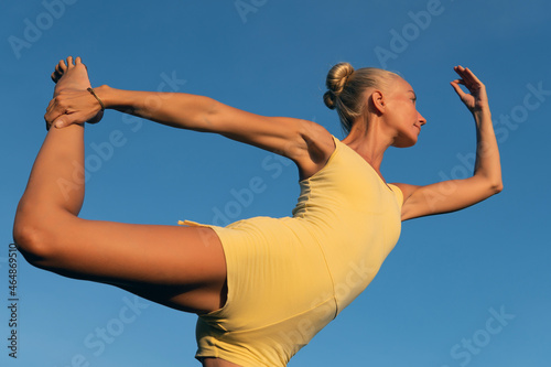 beautiful woman doing yoga.