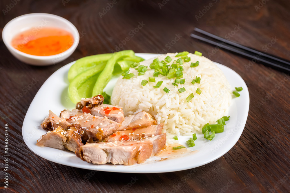 rice and pork in sweet and sour sauce