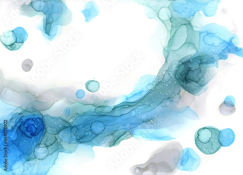 Green and blue abstract background. Alcohol ink texture. Art for creative design. Printable poster