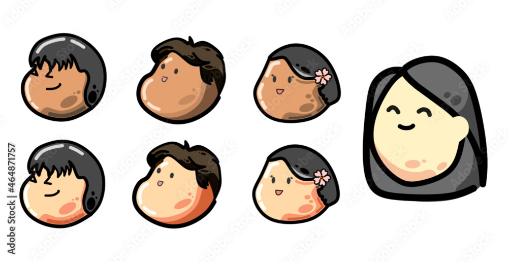 Set of cute baby face cartoon art illustration Vector Set of cute baby face cartoon art illustration Vector