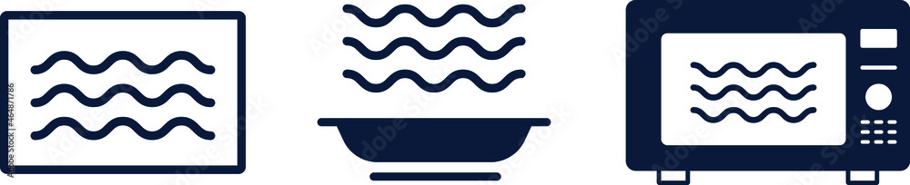 Microwave oven safe line icon. Symbol for container cooking. Vector illustration on white
