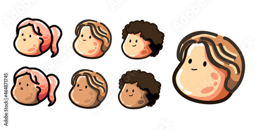  Set of cute people face with chubby cheeks
