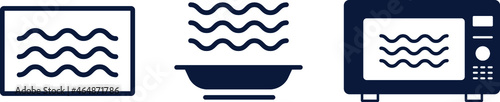 Microwave oven safe line icon. Symbol for container cooking. Vector illustration on white
