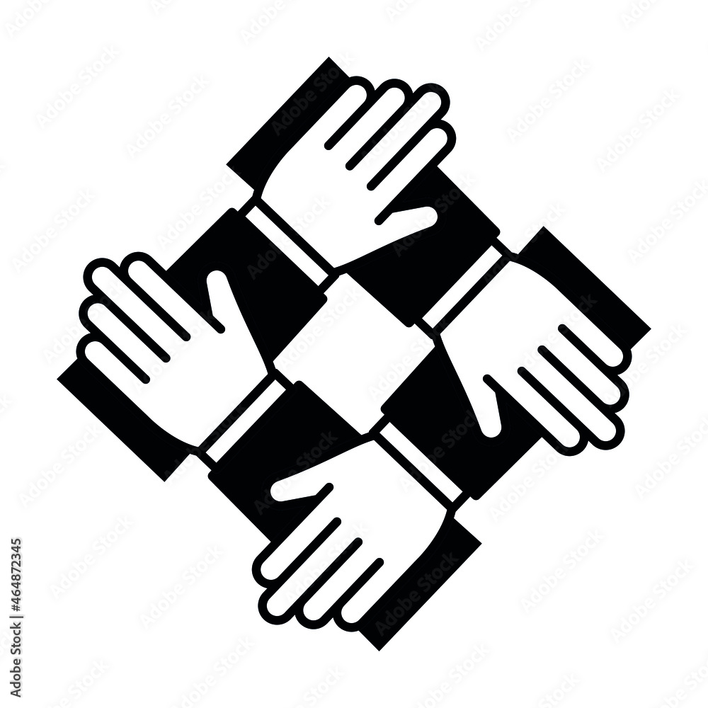 Team hands together line icon. Business partnership concept. Vector illustration Team hands together line icon. Business partnership concept. Vector illustration