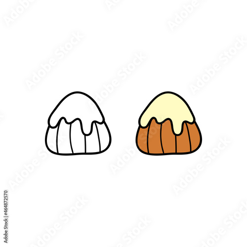 Doodle colored and outline muffin.