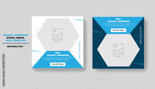 School education admission social media post & back to school web banner template

