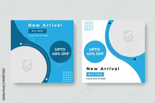 Set of Editable square banner template for ad. Suitable for social media post for promotion. 