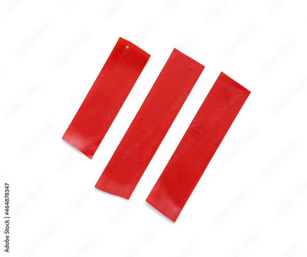 Set of red ribbons on a white background. Sticky tape. Duct tape of different sizes. Red electrical tape. Isolate. Set of red ribbons on a white background. Sticky tape. Duct tape of different sizes. Red electrical tape. Isolate.