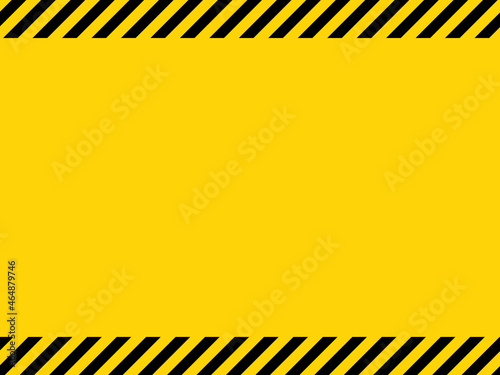 Black and yellow diagonal line striped. Blank vector illustration warning background. Hazard caution sign tape. Space for text