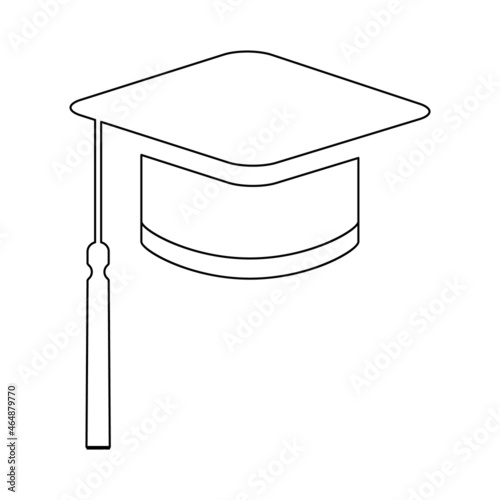 Cap, hat symbol isolated on white background. Graduate education illustration vector icon, success web button