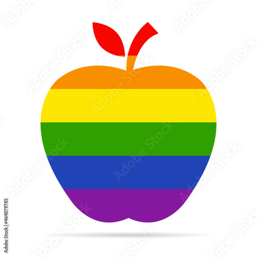 Apple lgbt icon with shadow, healthy raw symbol, foot sweet fruit, vector illustration design, eco diet