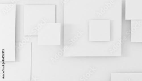 Abstract overlapping blank white squares layer background. 3D illustration