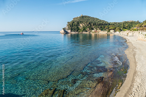 The wonderful beach of the Saracens in Varigotti, with transparent and turquoise water