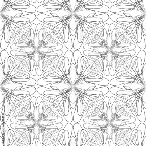 Seamless vector background of contour drawings decorative geometric design elements