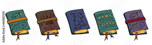Vector doodle illustrations options for diary covers. Designs for postcards, stickers, decorating notepads and diaries, badges, prints for clothes, bags