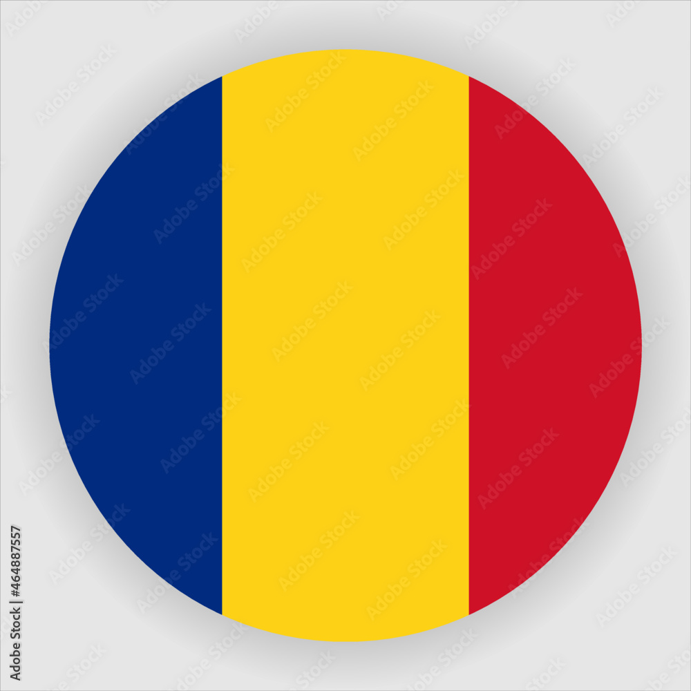 Fototapeta premium Romania Flat Rounded Country Flag button Icon