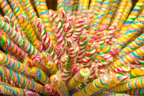 Many colorful Candy Canes for Christmas holidays
