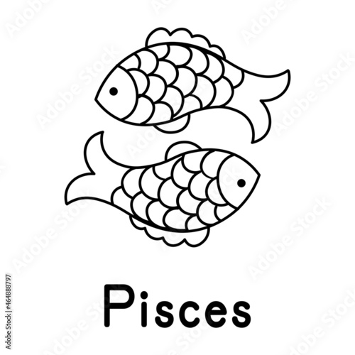 Zodiac sign pisces.Line style. Icon on white background. Vector