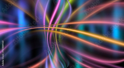 abstract dark background with curved colorful beams of light