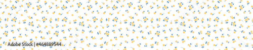 Seamless pattern with yellow flowers and blue leaves