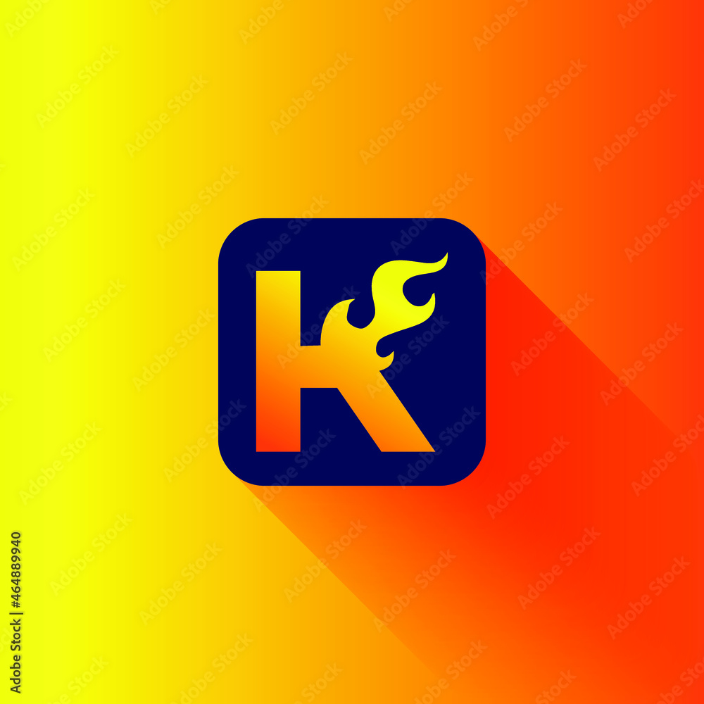 Fire K letter icon logo design