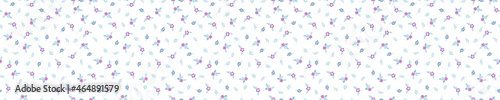 Seamless pattern with purple flowers and leaves
