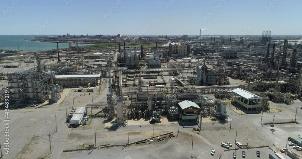 Aerial Shot of Massive Oil Refinery Complex 